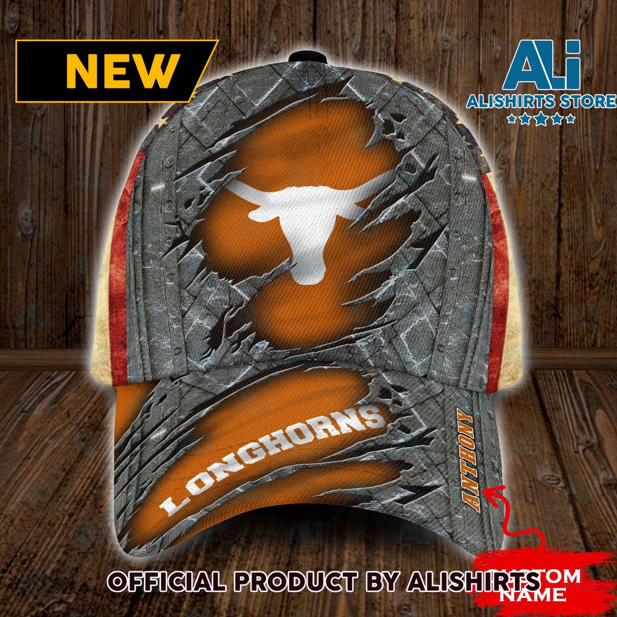 Personalized Texas Longhorns USA Flag Classic Cap