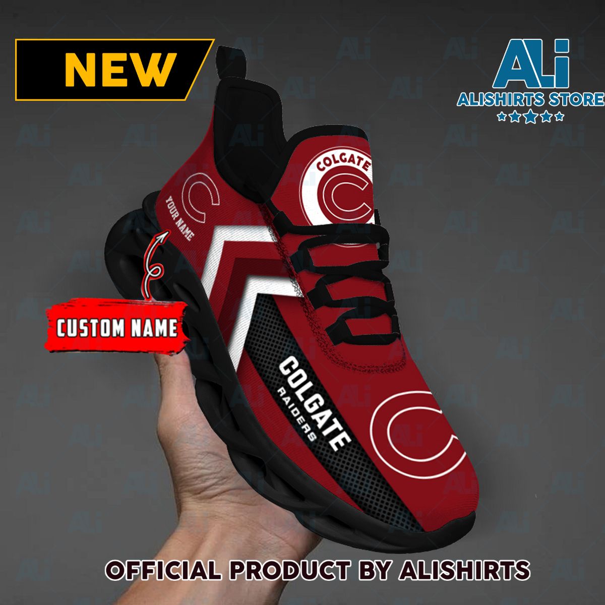 NCAA Colgate Raiders Team Logo Custom Name Max Soul Shoes