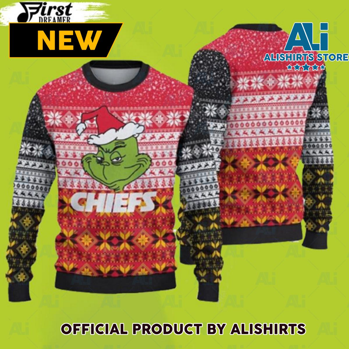 Kansas City Chiefs Christmas Grinch Ugly Christmas Sweater Chiefs Christmas Sweater