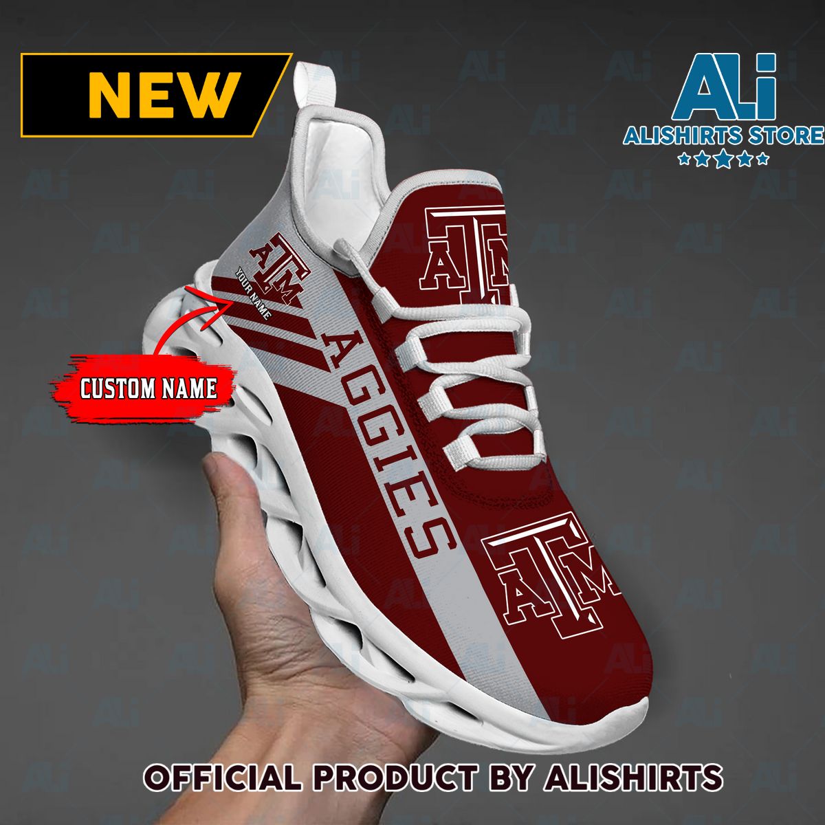 NCAA 1 Texas A&M Aggies Custom Name Max Soul Shoes