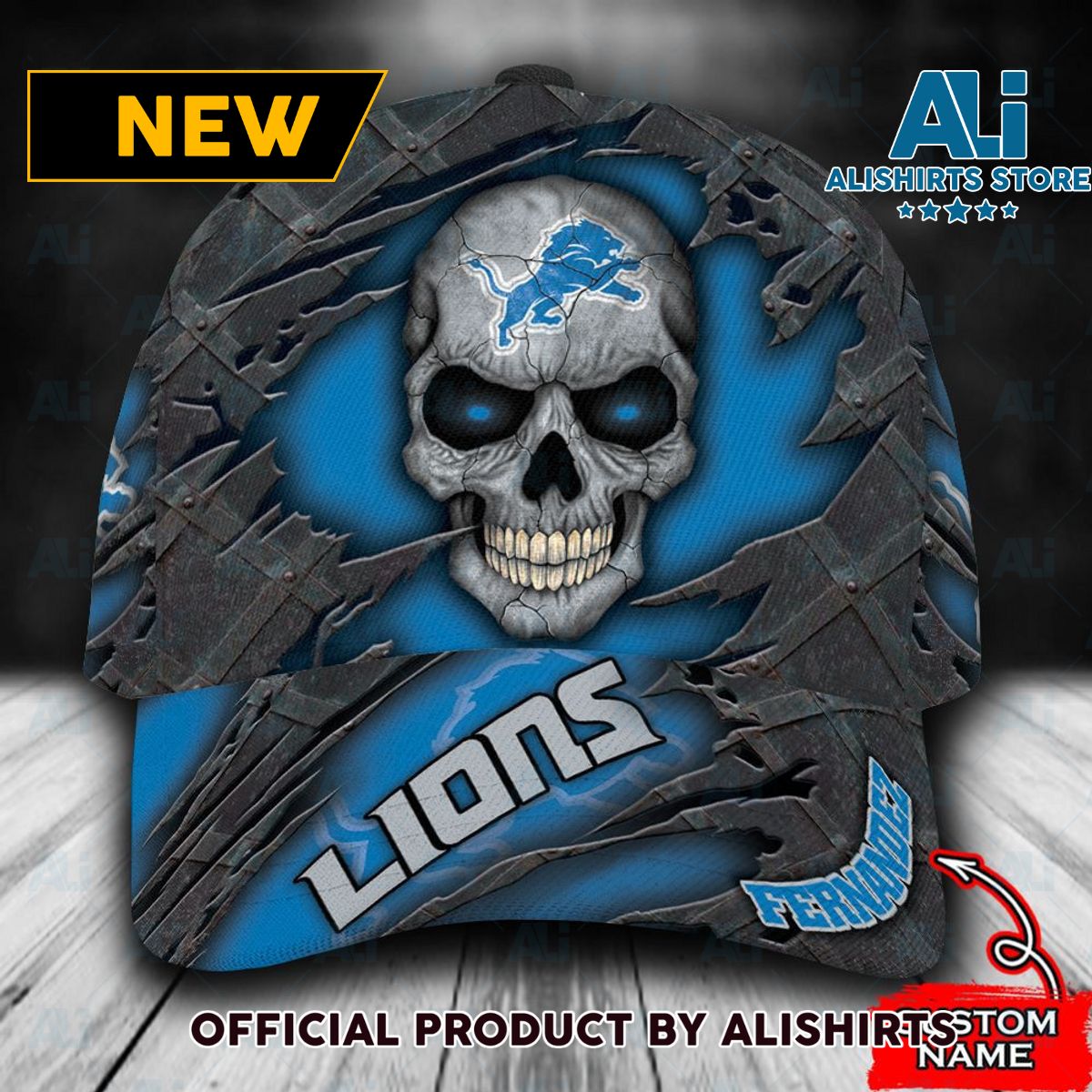 Personalized Detroit Lions Skull Classic Cap