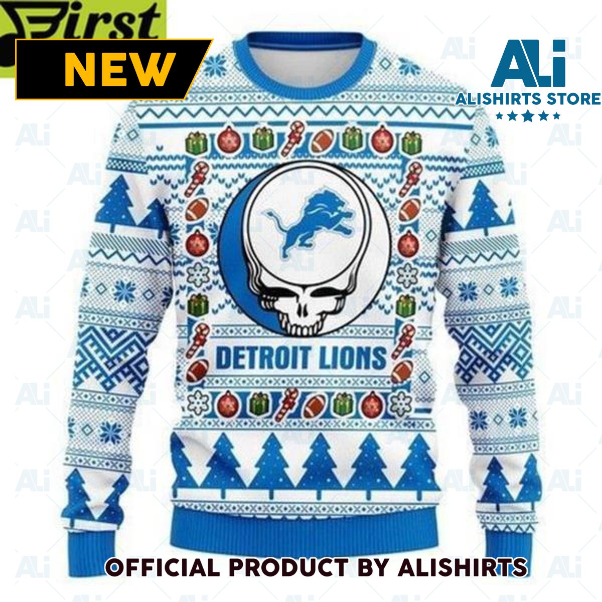 Detroit Lions Grateful Dead Ugly Christmas Sweater