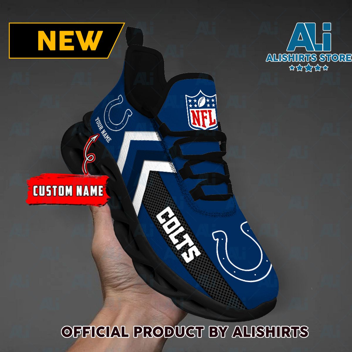NFL Indianapolis Colts Team Logo Custom Name Max Soul Shoes