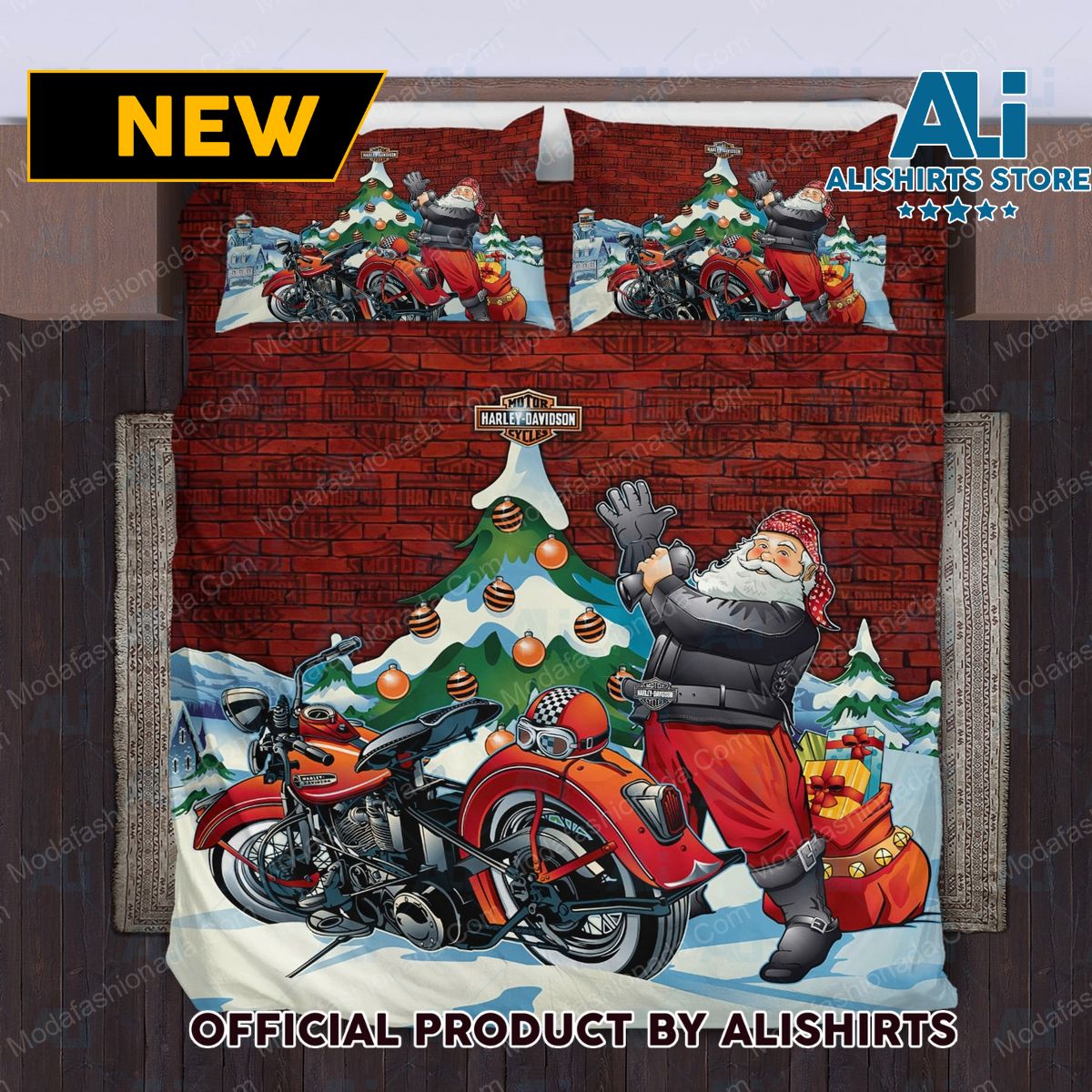 Santa Claus Harley Davidson Merry Christmas Bedding Sets