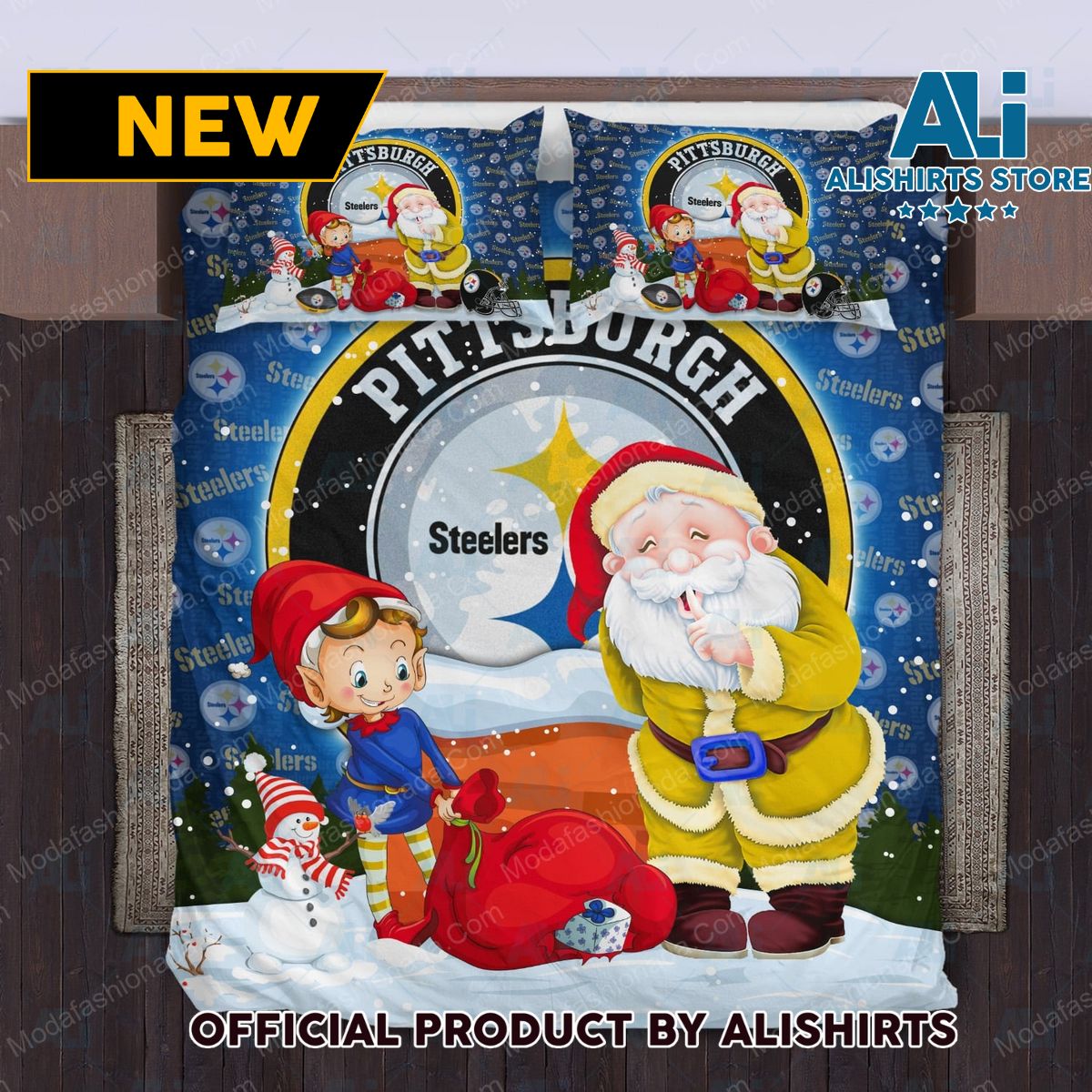 Santa Claus NFL Pittsburgh Steelers Christmas Bedding Sets