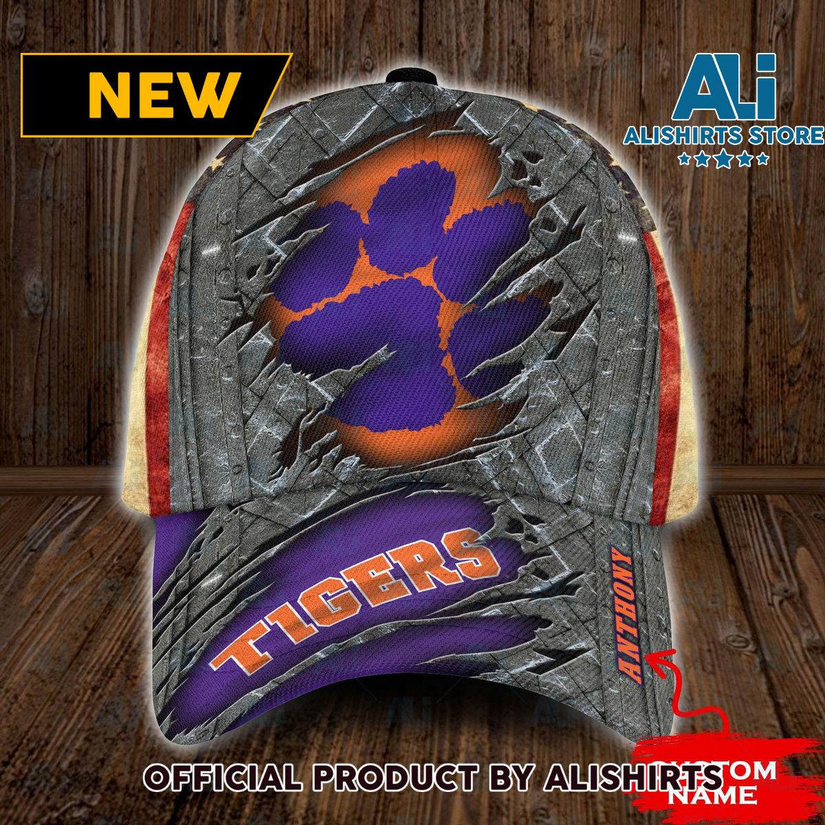 Personalized Clemson Tigers USA Flag Classic Cap