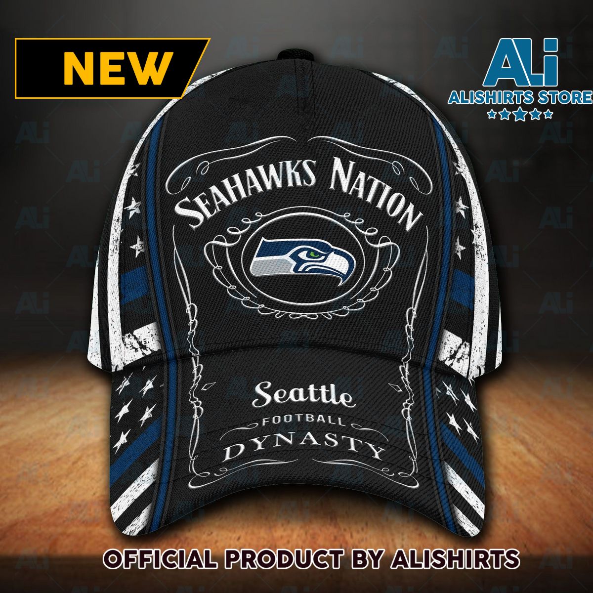 Seattle Seahawks & Jack Daniels All Over Print 3D Classic Cap