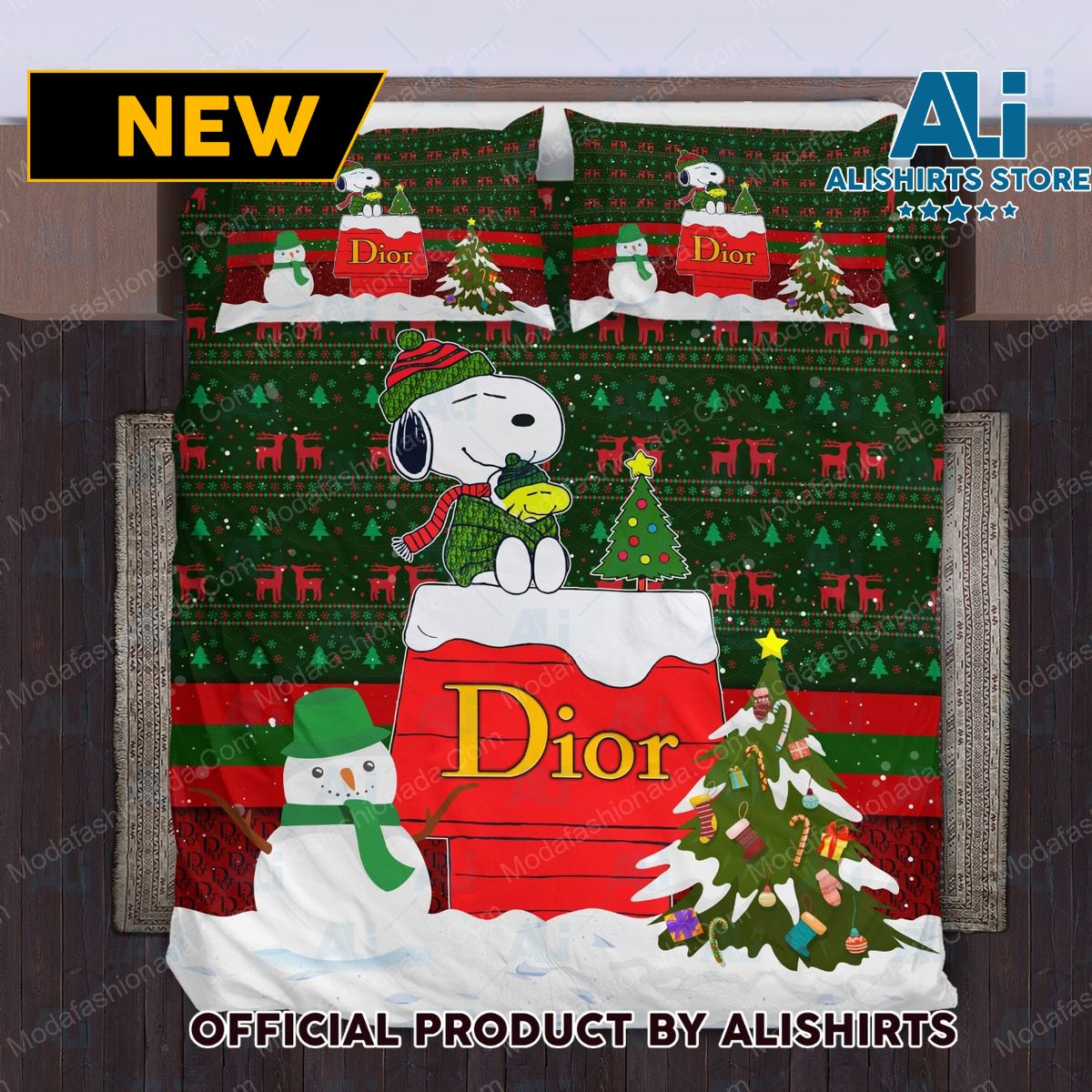 Snoopy Dog Dior Christmas Bedding Sets