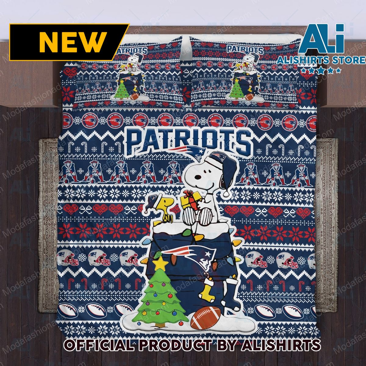 Snoopy Dog NFL New England Patriots Christmas Bedding Sets