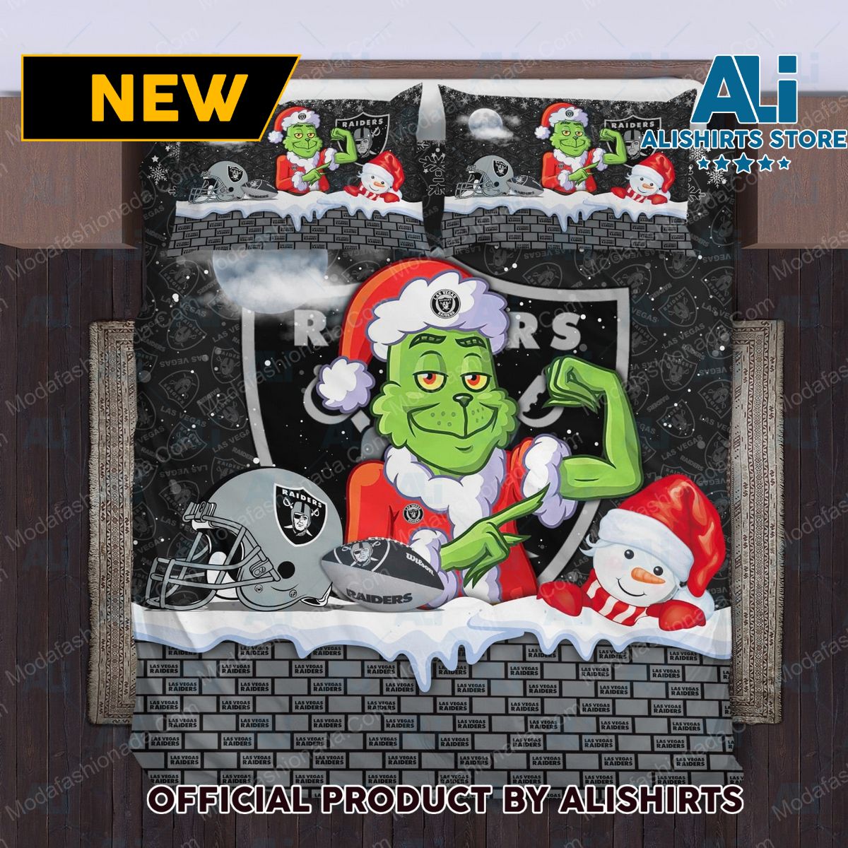 The Grinch NFL Las Vegas Raiders Christmas Bedding Sets