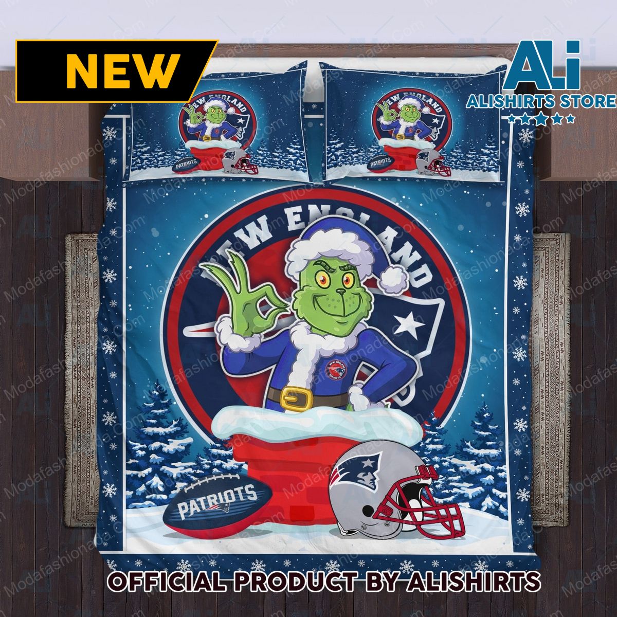 The Grinch NFL New England Patriots Christmas Bedding Sets