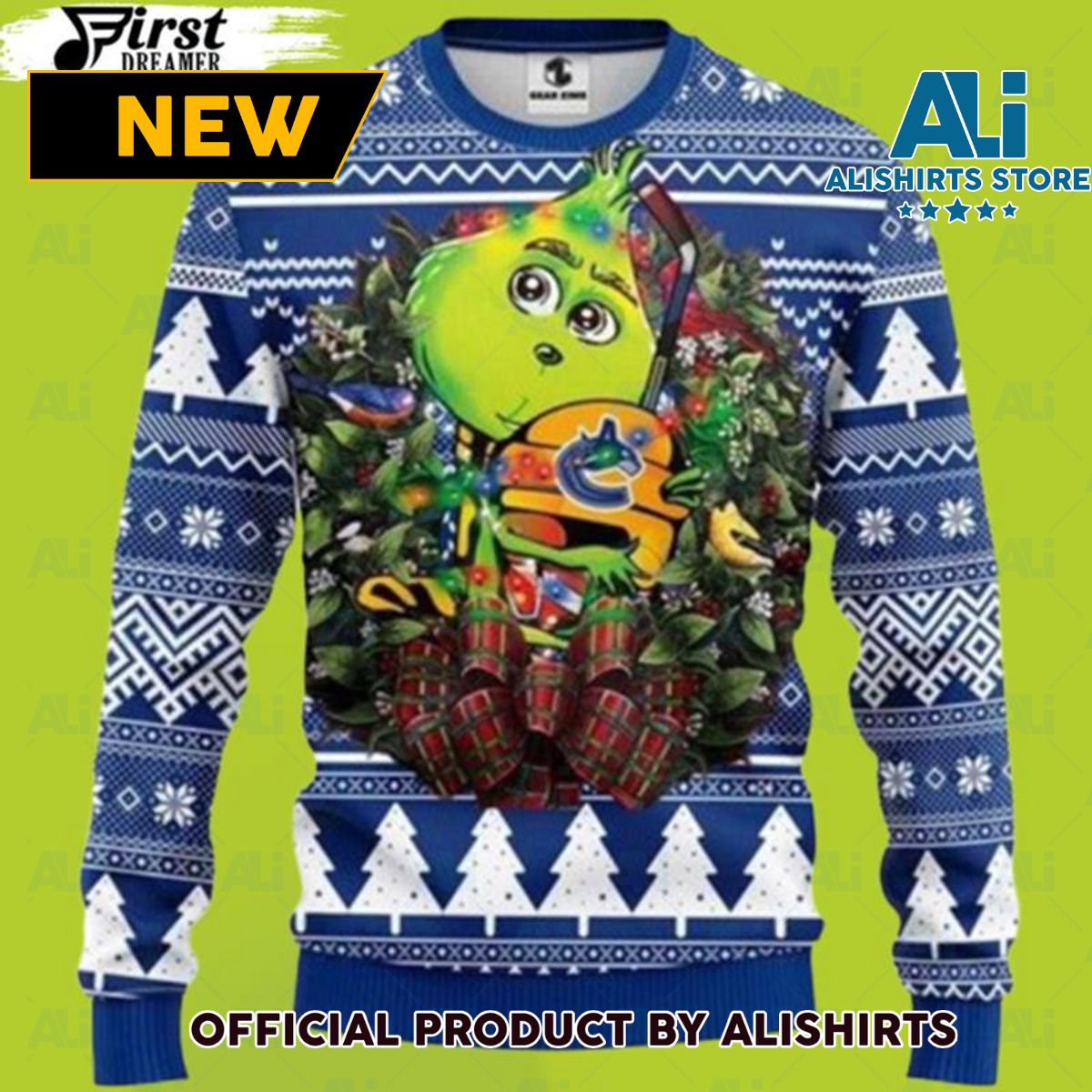 Nhl Vancouver Canucks Grinch Hug Christmas Ugly Sweater