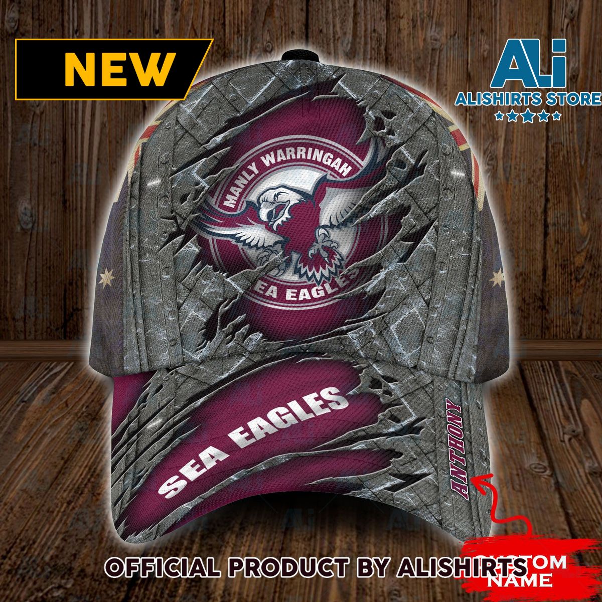 Personalized Manly Warringah Sea Eagles NRL Classic Cap