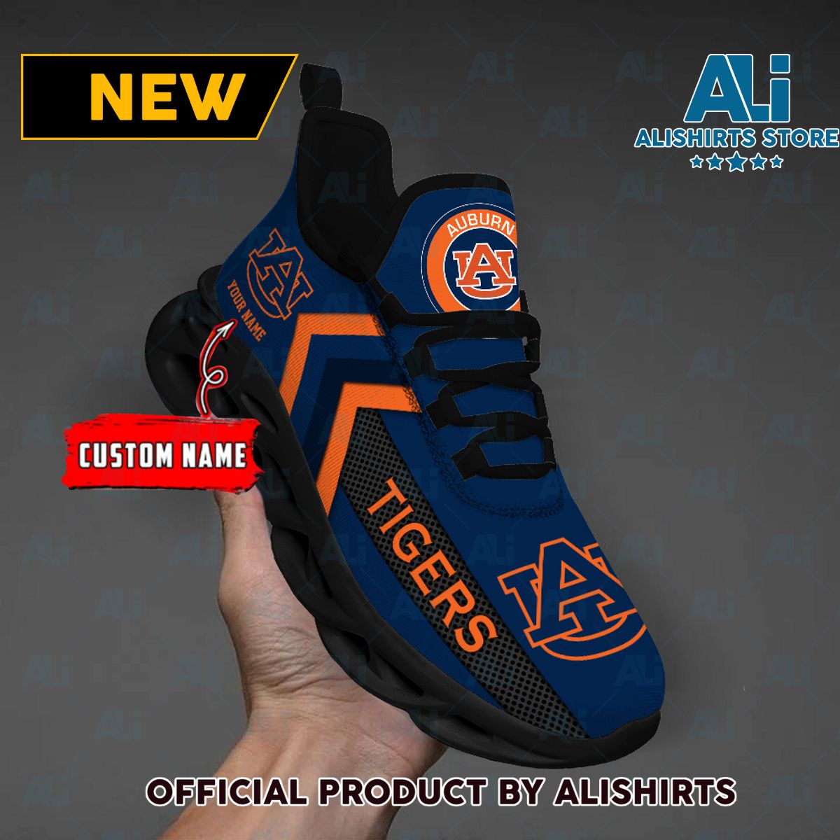 NCAA Auburn Tigers Team Logo Custom Name Max Soul Shoes