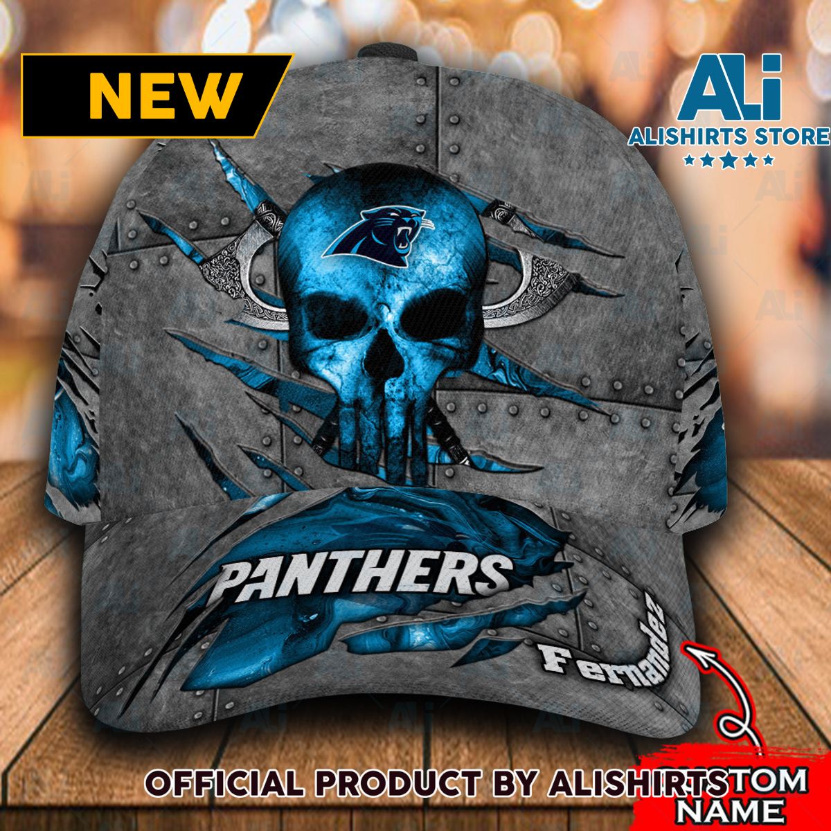 Personalized Carolina Panthers The Punisher Skull Classic Cap