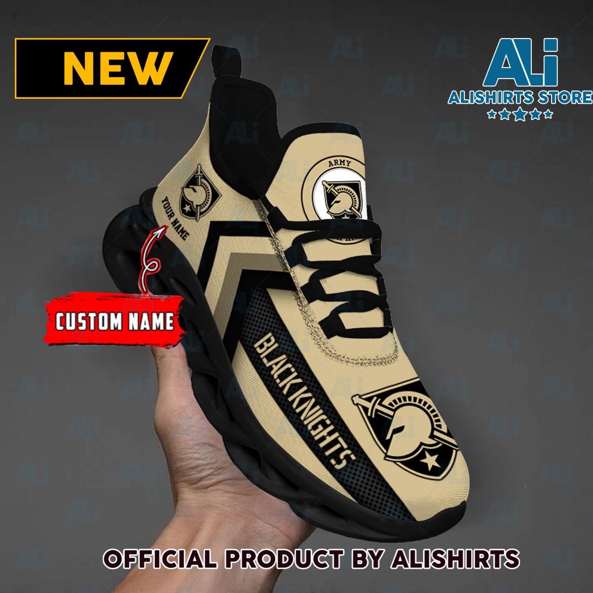 NCAA Army Black Knights Team Logo Custom Name Max Soul Shoes