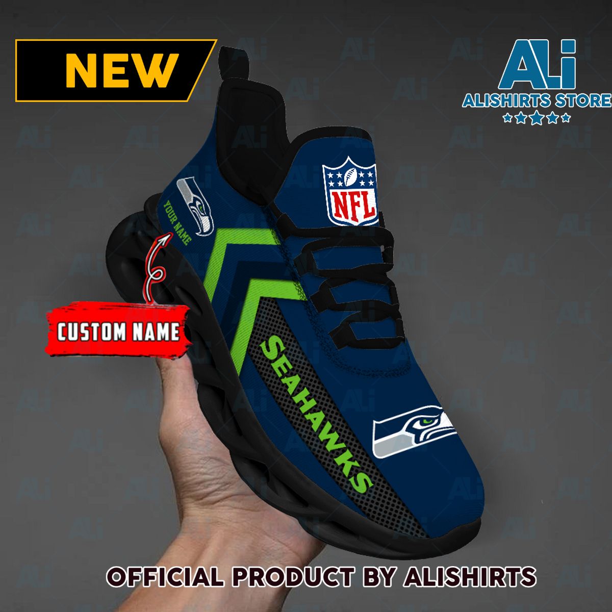 NFL Seattle Seahawks Team Logo Custom Name Max Soul Shoes