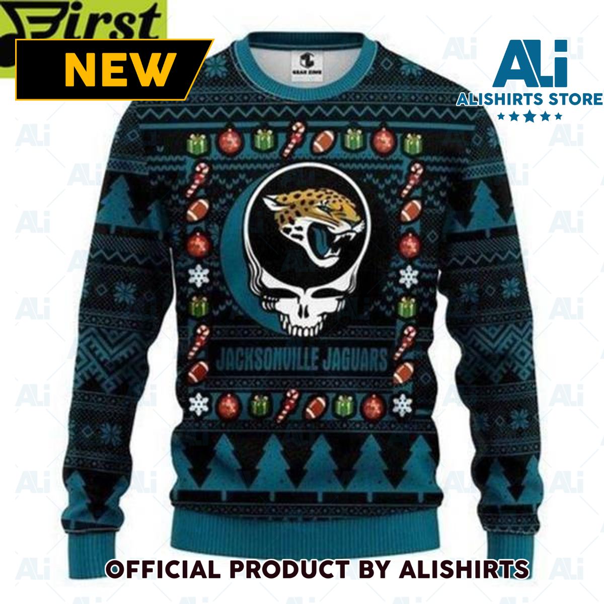 Nfl Jacksonville Jaguars Grateful Dead Ugly Christmas Sweater