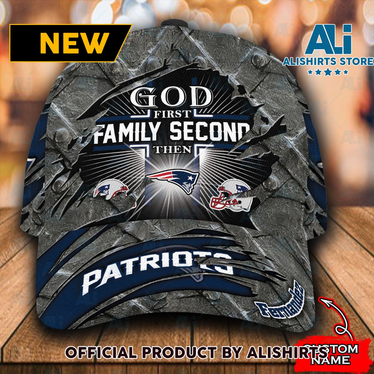 Personalized New England Patriots God First Family Second Classic Cap