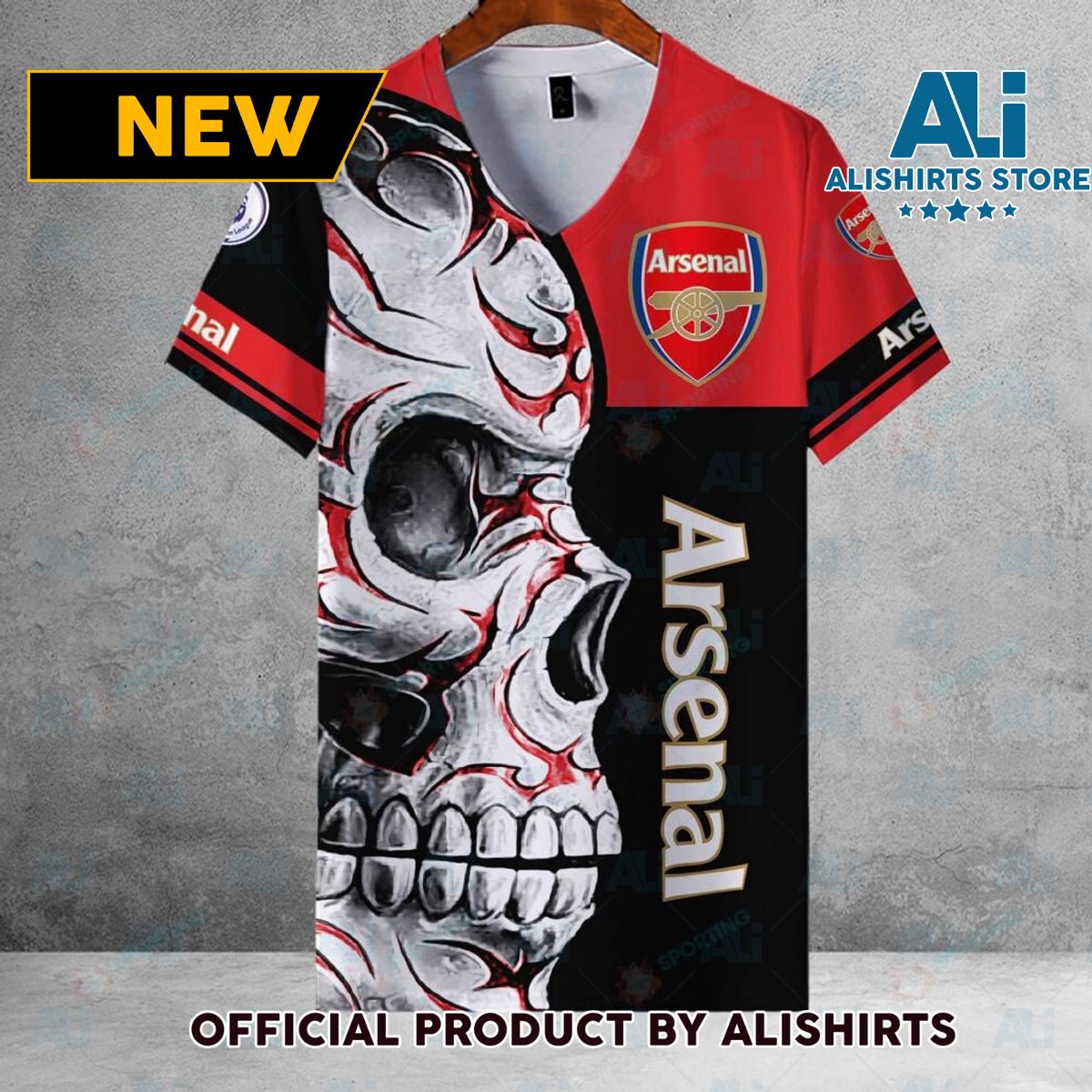 Arsenal FC EPL Skull Football Hawaiian shirt