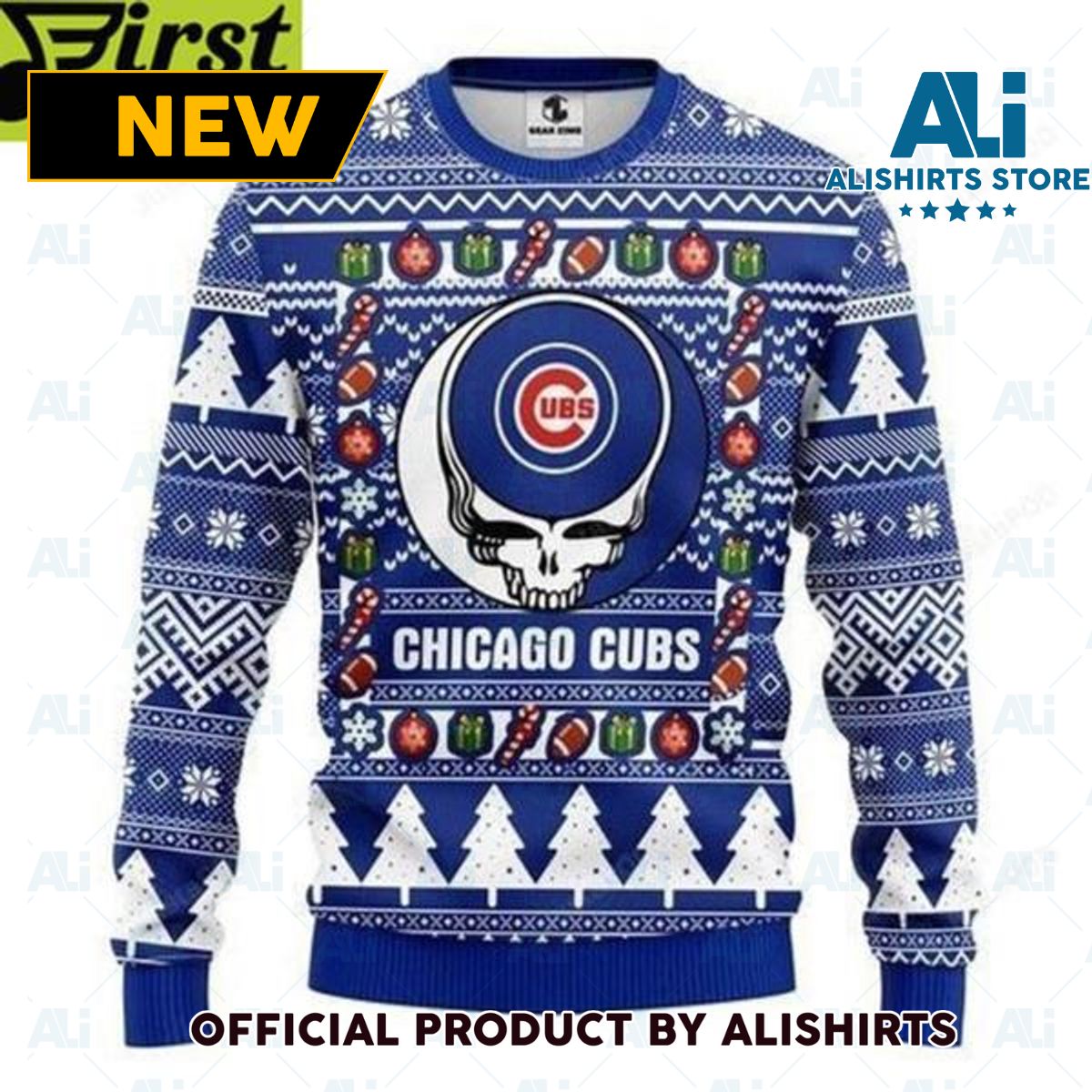 Mlb Chicago Cubs Grateful Dead Ugly Christmas Sweater