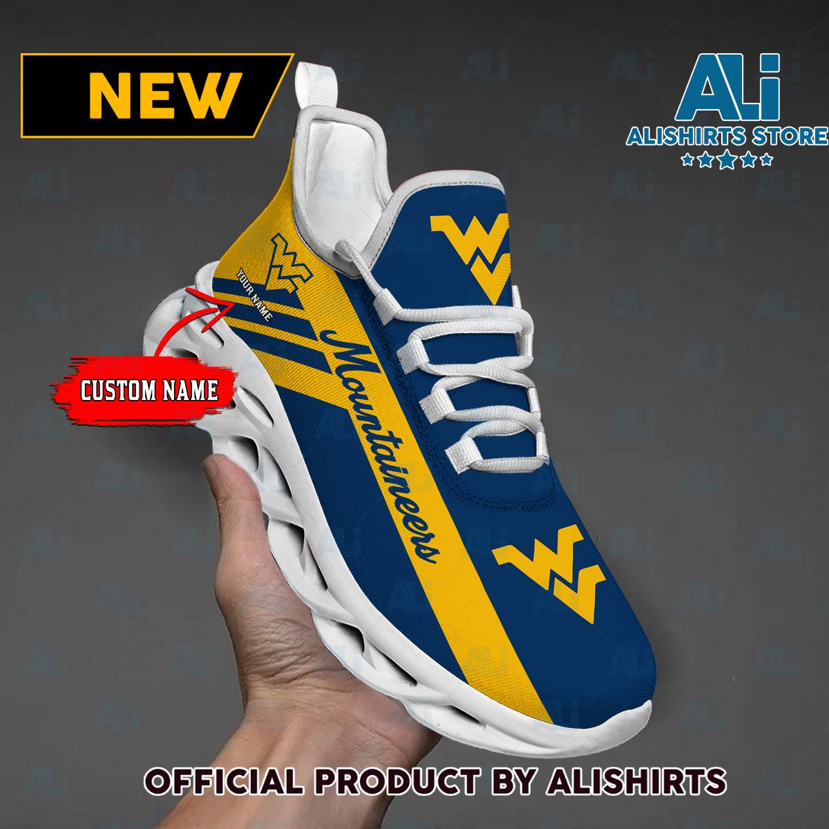 NCAA 1 West Virginia Mountaineers Custom Name Max Soul Shoes