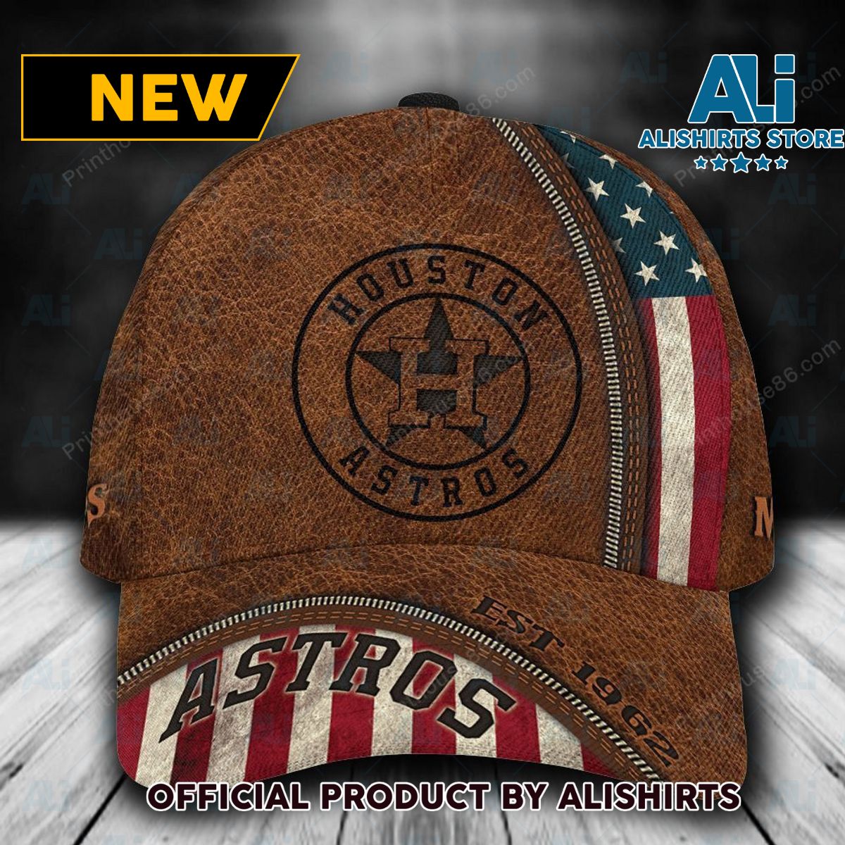 Personalized Houston Astros USA Flag Zipper Classic Cap