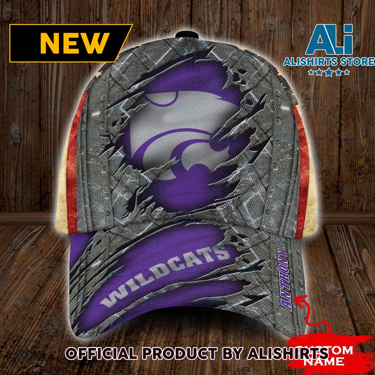 Personalized Kansas State Wildcats USA Flag Classic Cap