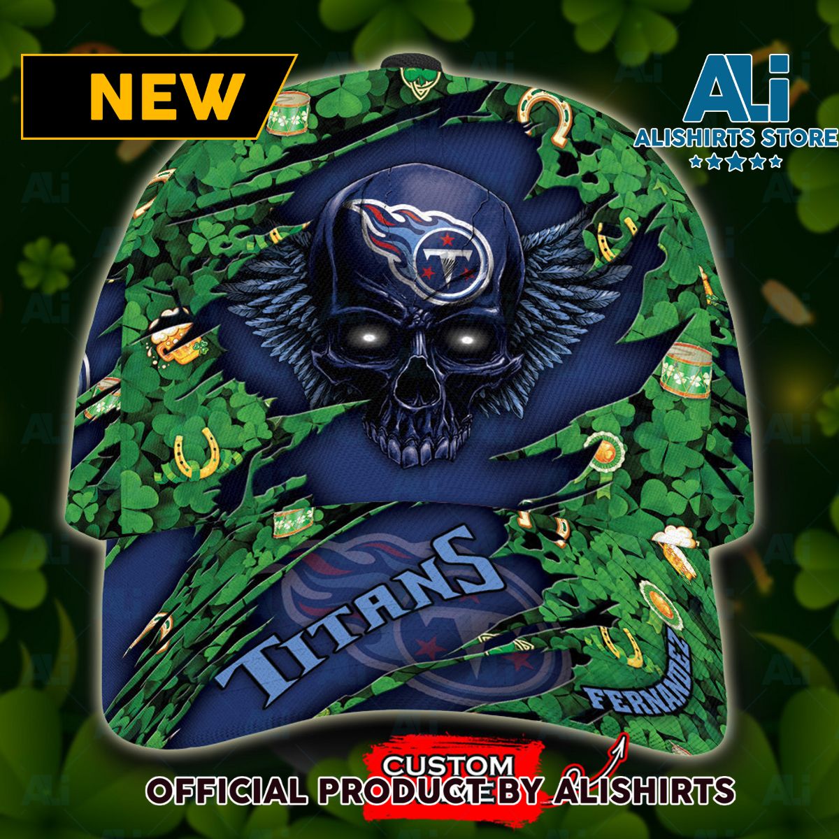 Personalized Tennessee Titans St Patrick Day Skull Classic Cap