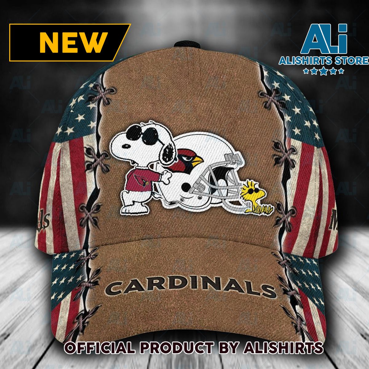 Personalized Arizona Cardinals Snoopy Dog USA Flag Classic Cap