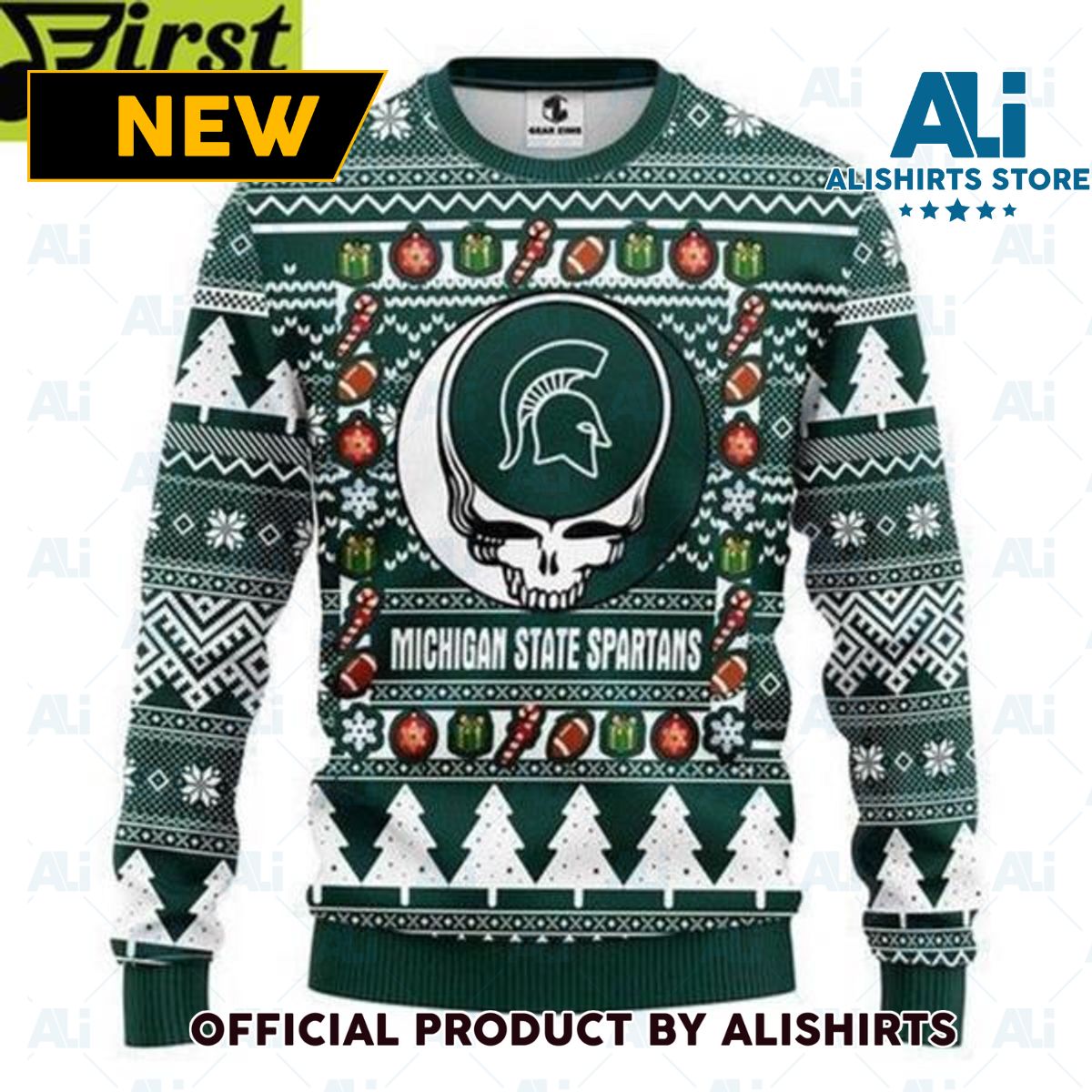 Michigan State Spartans Grateful Dead Ugly Christmas Sweater