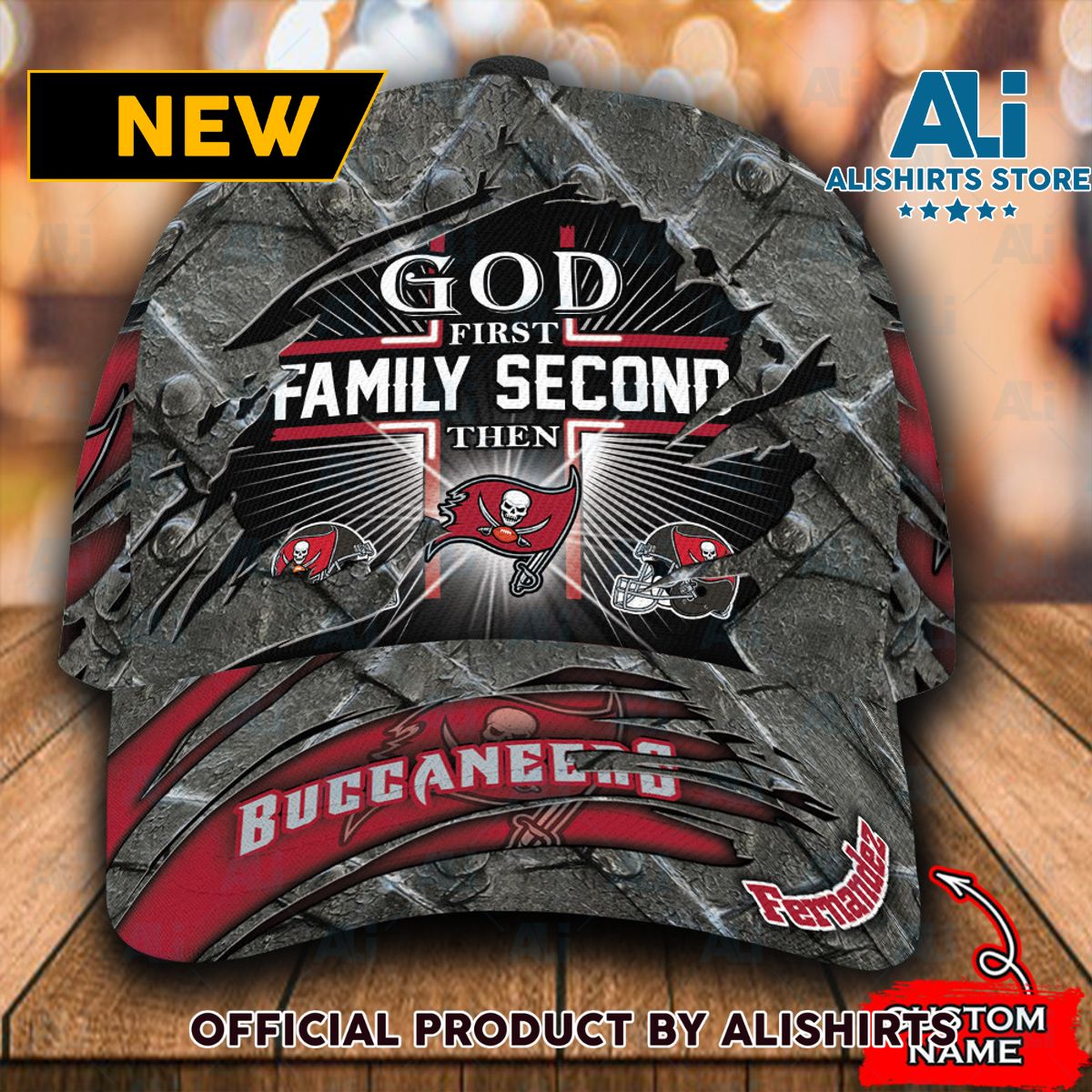 Personalized Tampa Bay Buccaneers God First Family Second Classic Cap