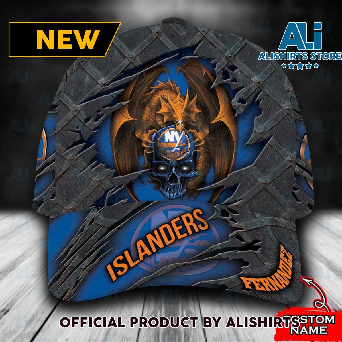 Personalized New York Islanders Skull Dragon Classic Cap