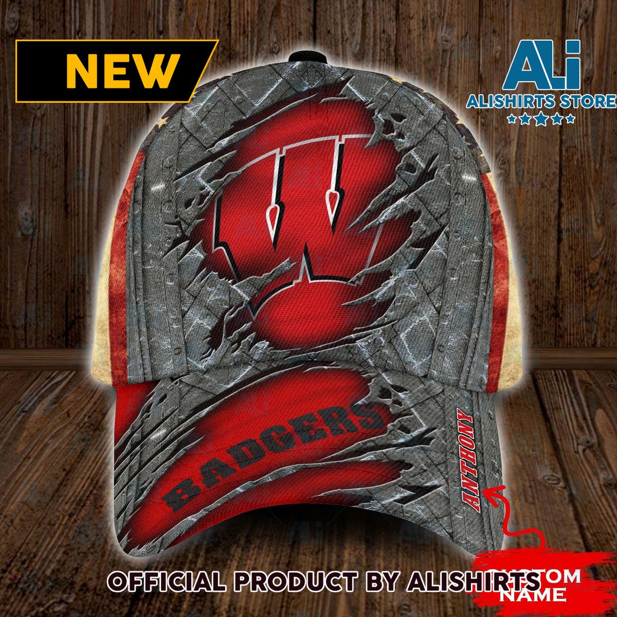 Personalized Wisconsin Badgers USA Flag Classic Cap