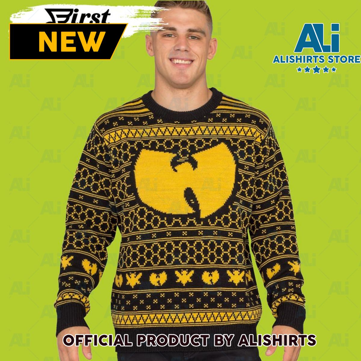 Wu Tang Clan Killer Bees Adult Black and Yellow Wu Tang Ugly Christmas Sweater