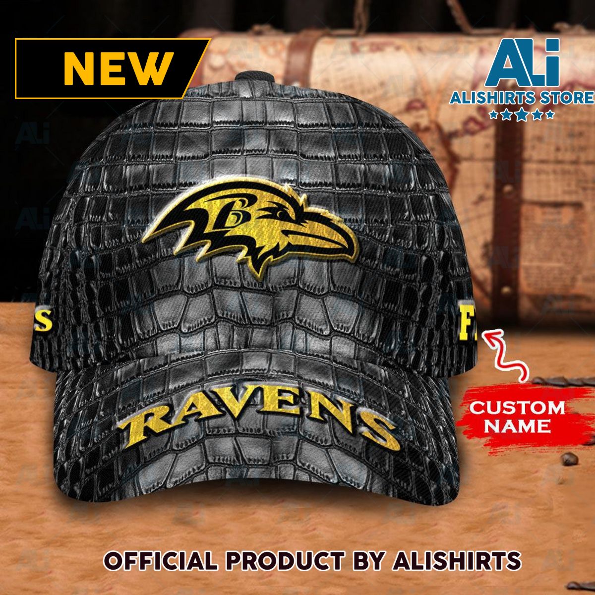 Personalized Baltimore Ravens Crocodile Skin Pattern Classic Cap