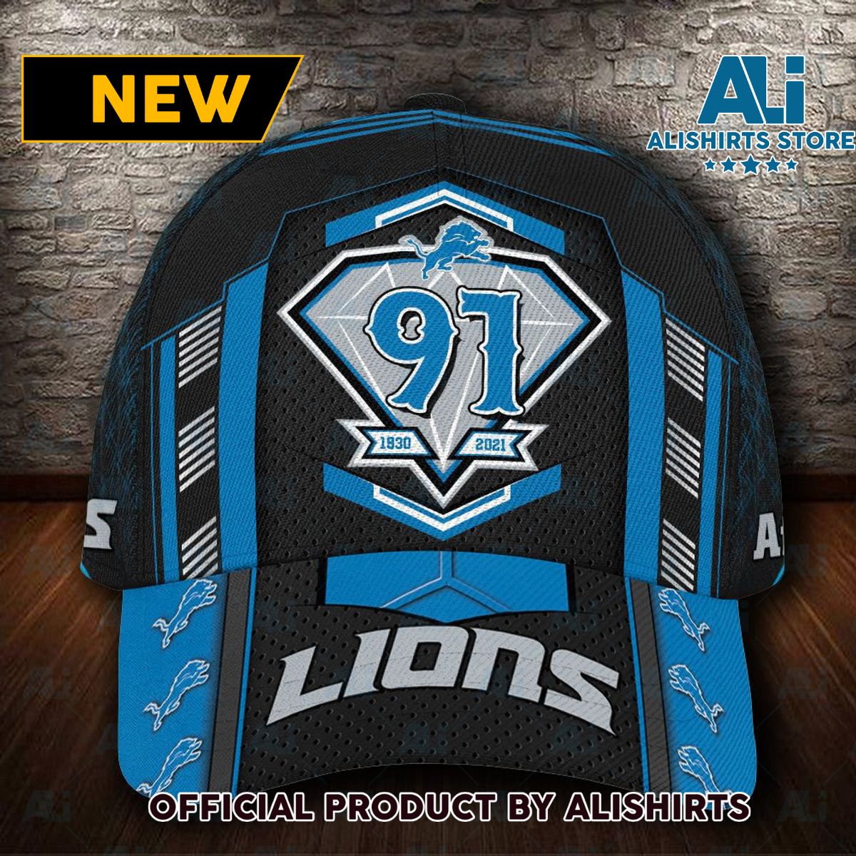 Personalized Detroit Lions 91 Years Anniversary Classic Cap