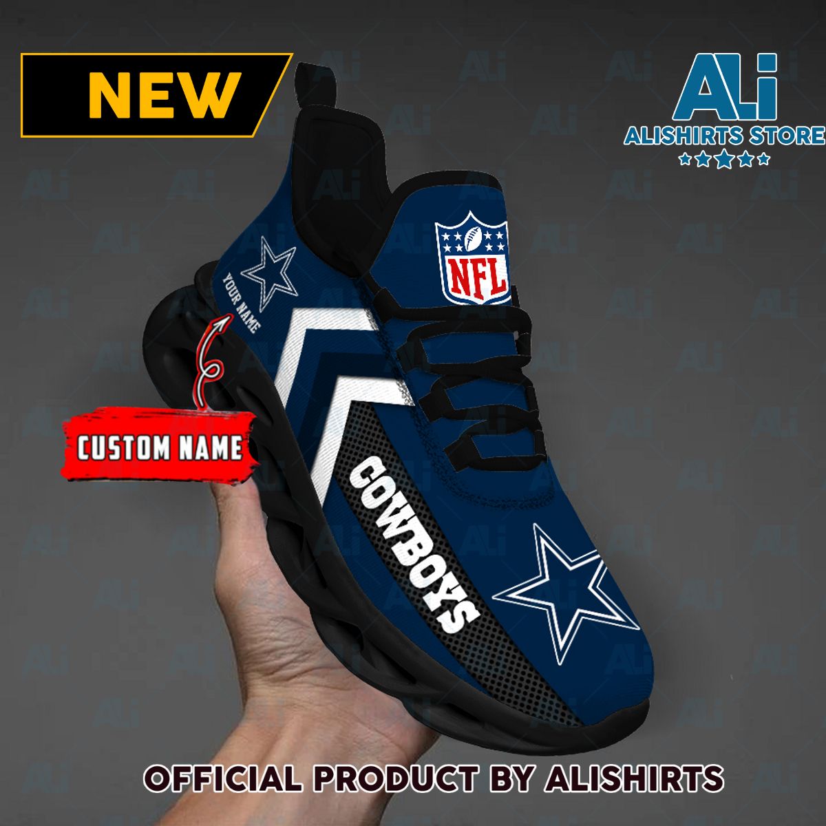 NFL Dallas Cowboys Team Logo Custom Name Max Soul Shoes