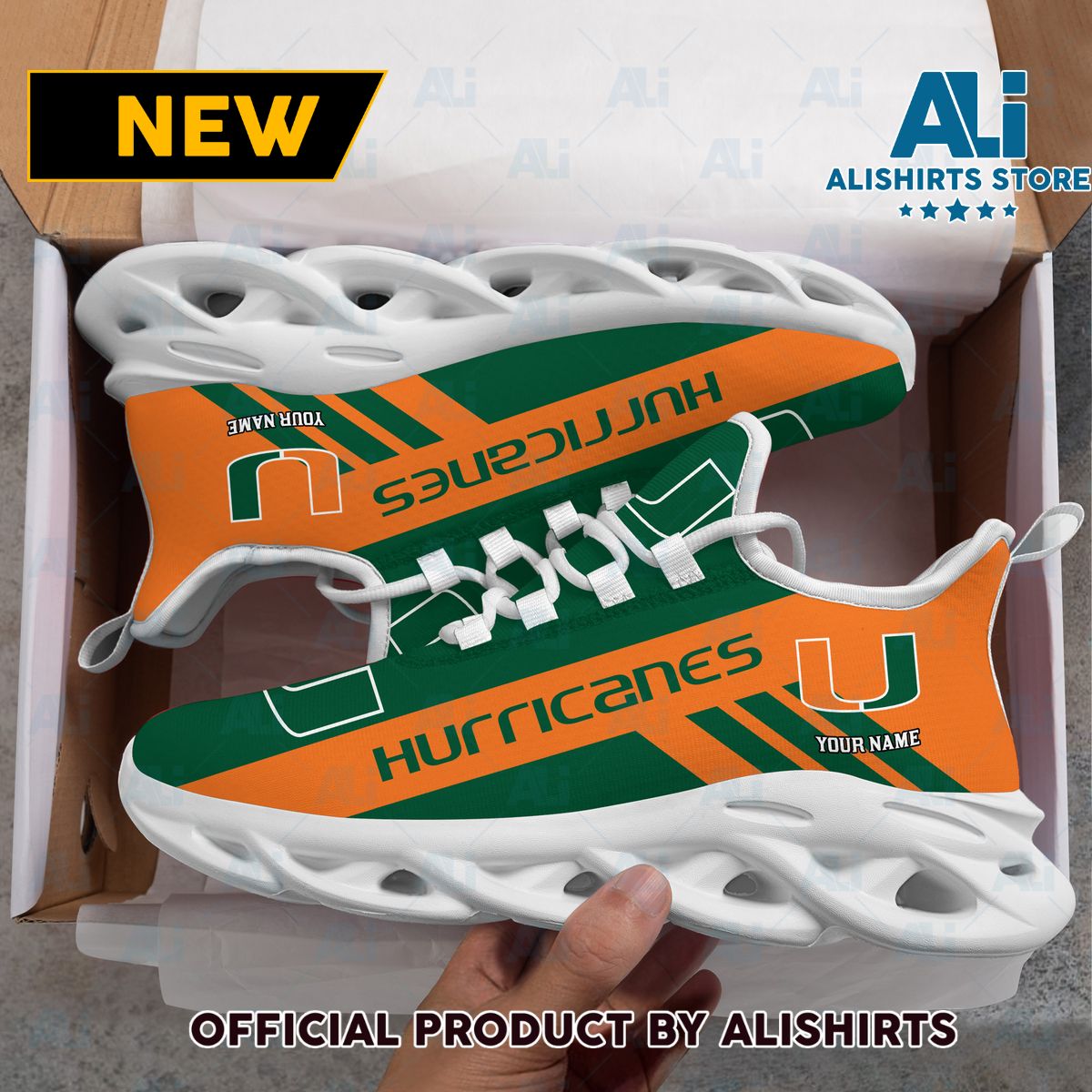 NCAA 1 Miami Hurricanes Custom Name Max Soul Shoes