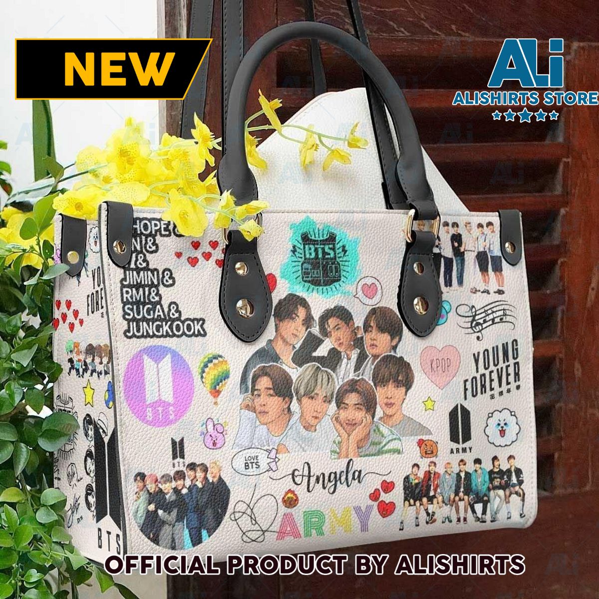 BTS Band Army Personalized Leather HandBags Women Tote Bag