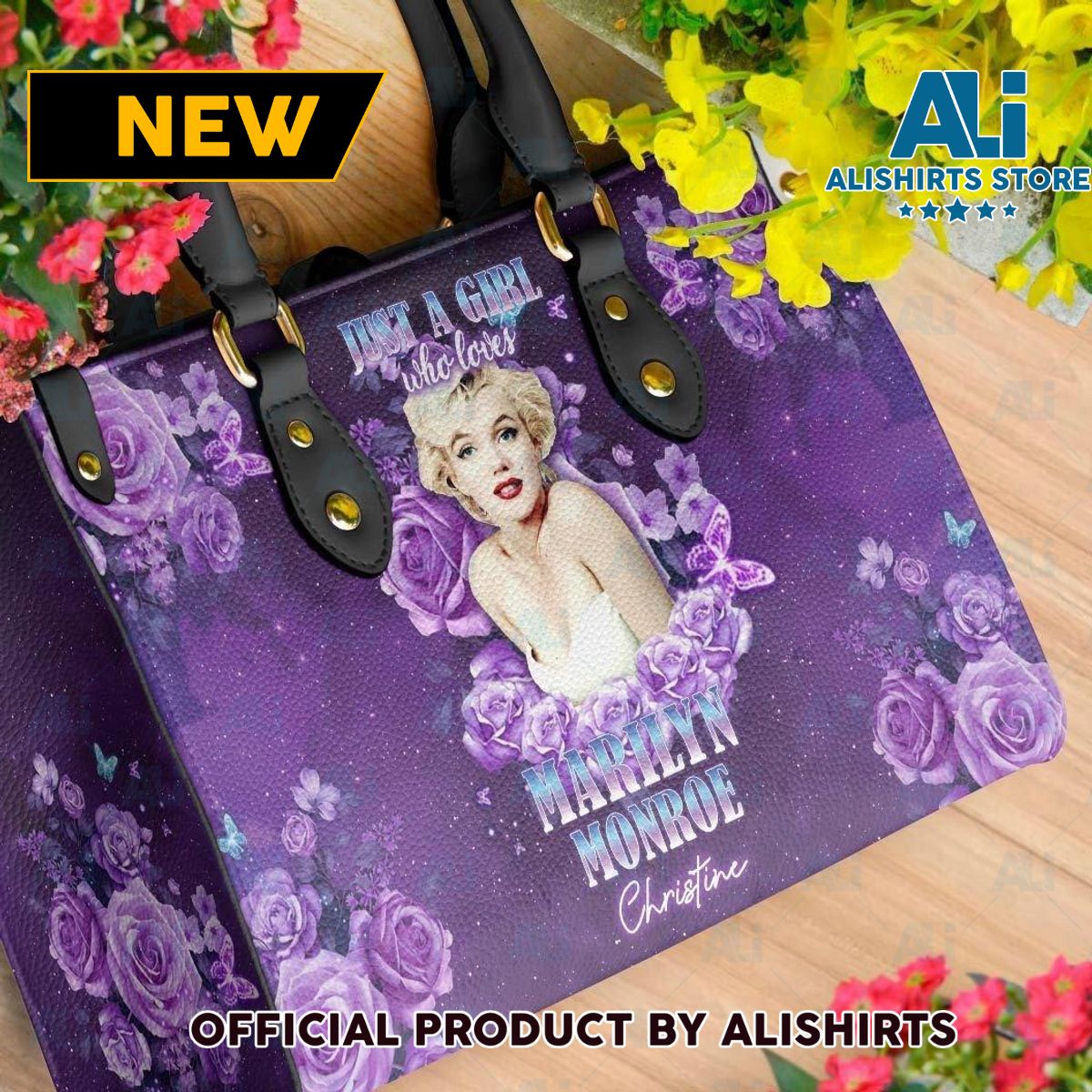 Marilyn Monroe Custom Name Personalized Leather HandBags Women Tote Bag