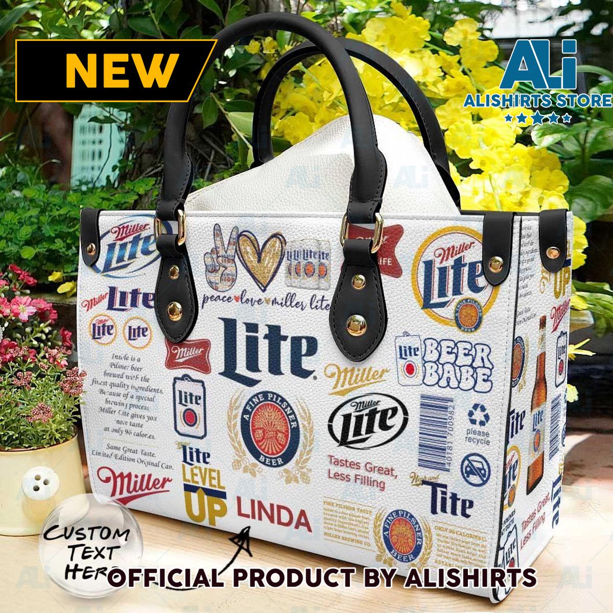 Personalized Miller Lite Beer Personalized Leather HandBags Women Tote Bag