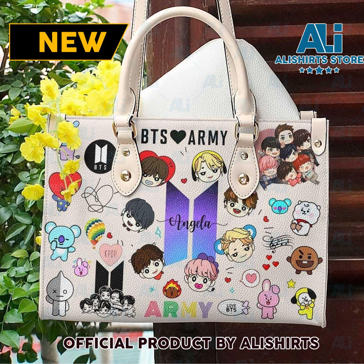 Personalized BTS Army Chibi Personalized Leather HandBags Women Tote Bag