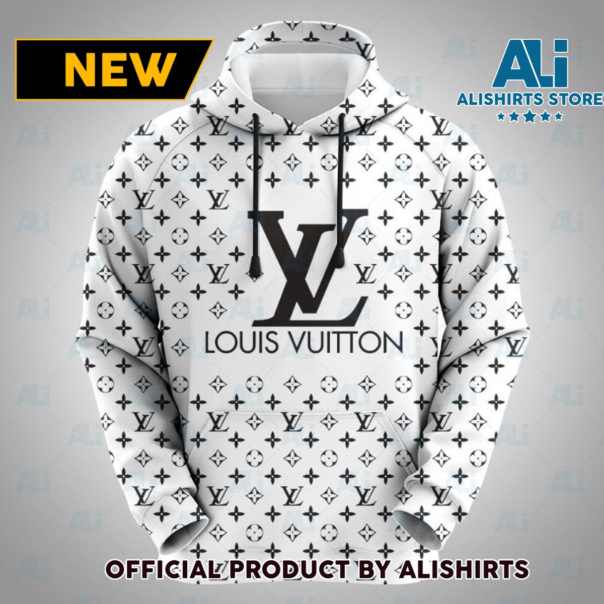 Louis Vuitton LV White Monogram Canvas Hoodie Luxury Brand Outfits