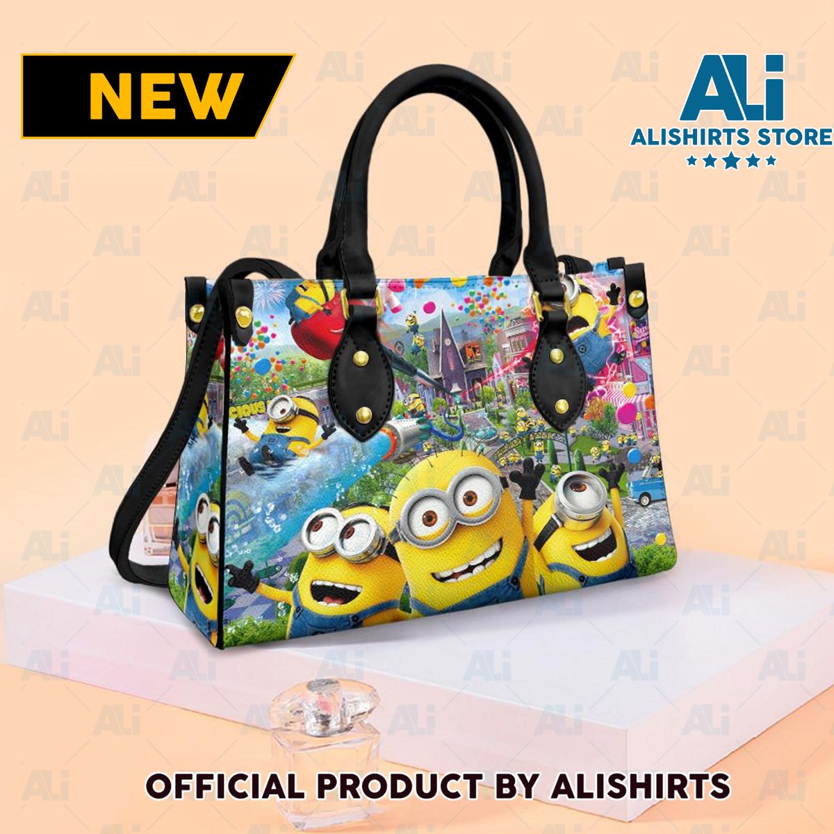 Minions Three Friends Personalized Leather HandBags Women Tote Bag