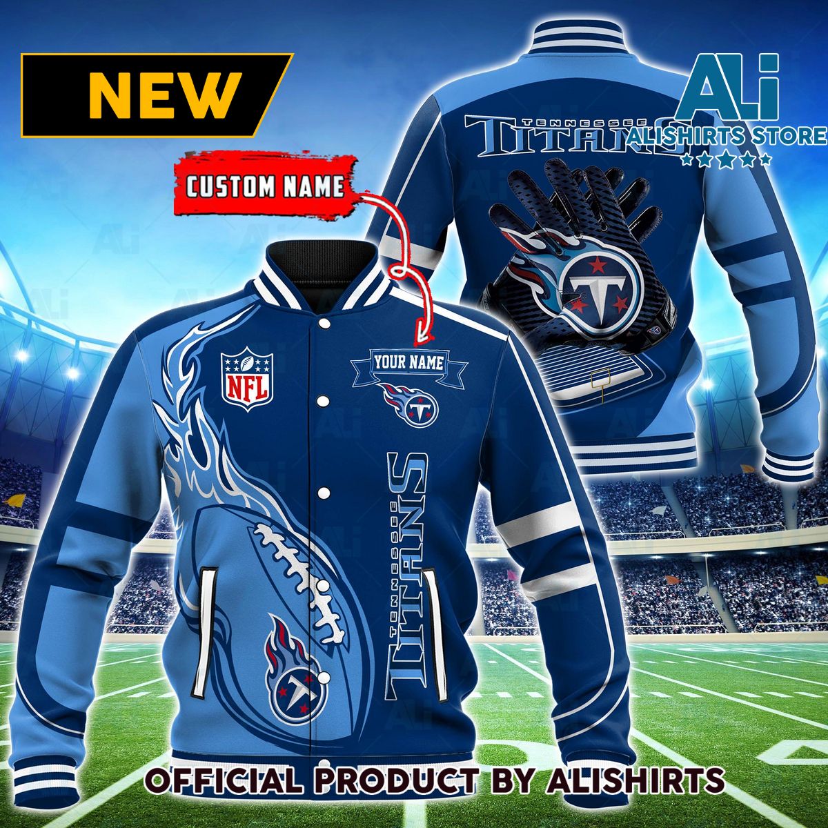 NFL Tennessee Titans Hot Football Custom Name Varsity Jacket