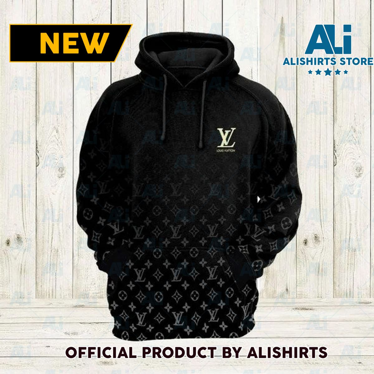 Louis Vuitton LV Black Faded Hoodie Luxury Brand Outfits