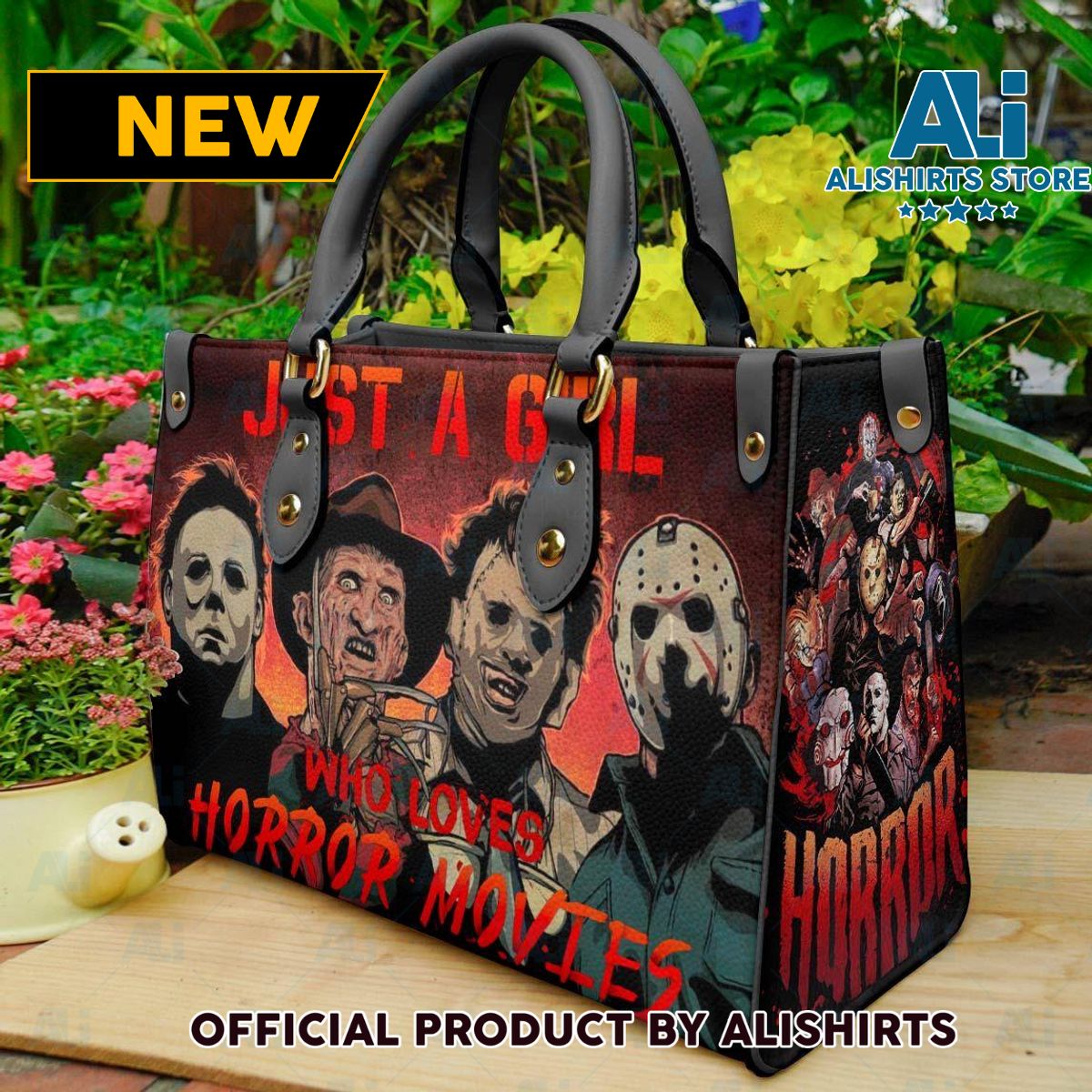 Just A Girl Who Loves Horror Movie Personalized Leather HandBags Women Tote Bag