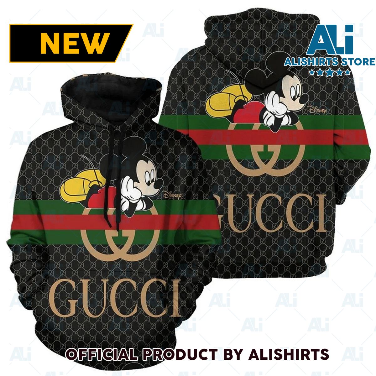 Gucci GG Mickey Mouse Anthropomorphic Hoodie Luxury Brand Outfits