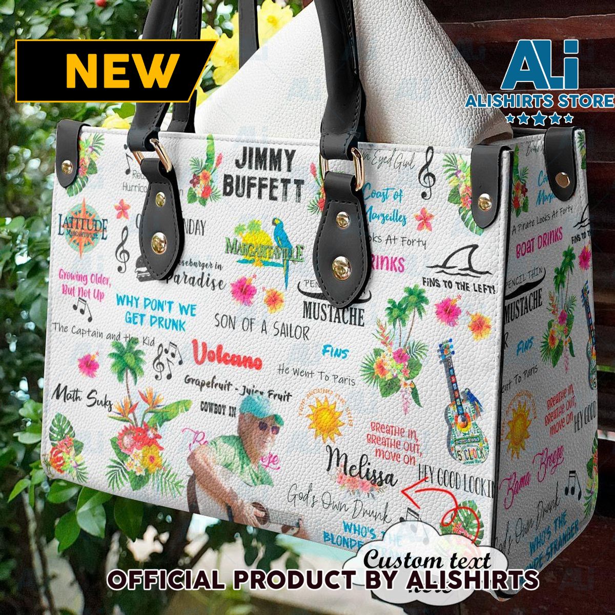 Jimmy Buffett Custom Name Personalized Leather HandBags Women Tote Bag